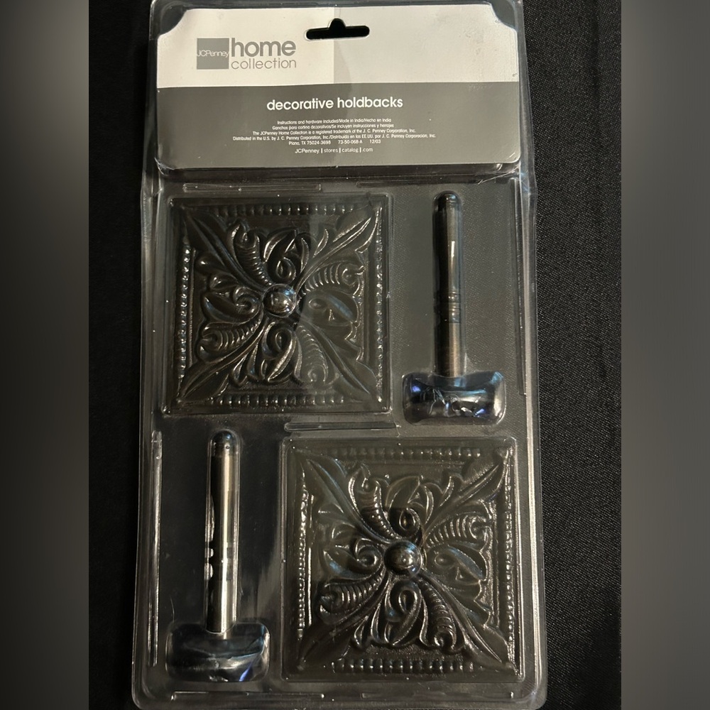 JC Penney Home Collection Decorative Square Leaf Antique Bronze Holdbacks-2 New